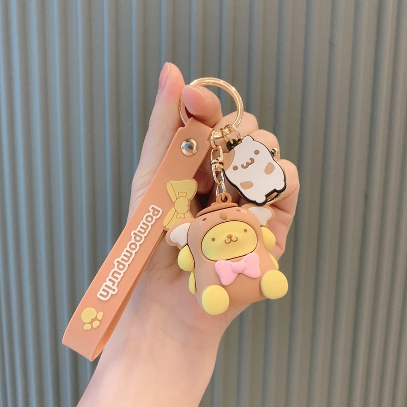 Kawaii Hello Kitty Keychain Sanrio Anime Cartoon Melody Kuromi Cinnamoroll Toys Cute Pendant Dolls Car Key Ring Girl&Child Gifts
