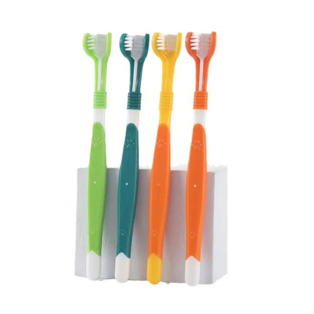 Three Sided Pet Toothbrush Three-Head Pet Toothbrush For Dogs And Cats Oral Cleaning Brush Care Products Tool Wholesale