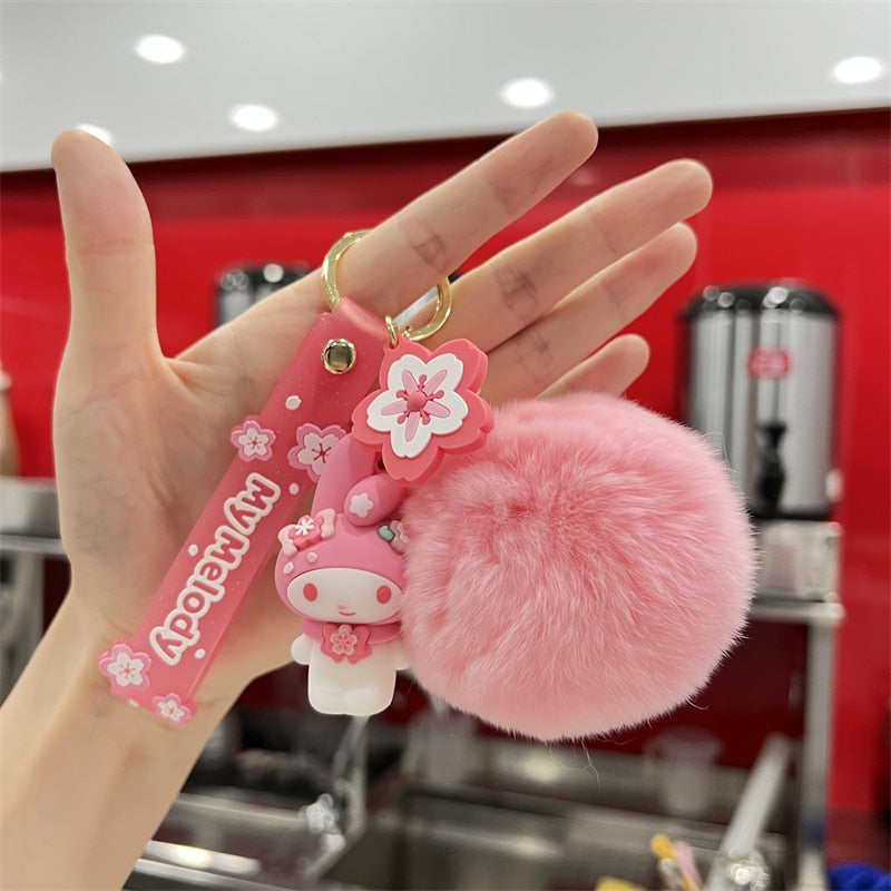 Kawaii Hello Kitty Keychain Sanrio Anime Cartoon Melody Kuromi Cinnamoroll Toys Cute Pendant Dolls Car Key Ring Girl&Child Gifts