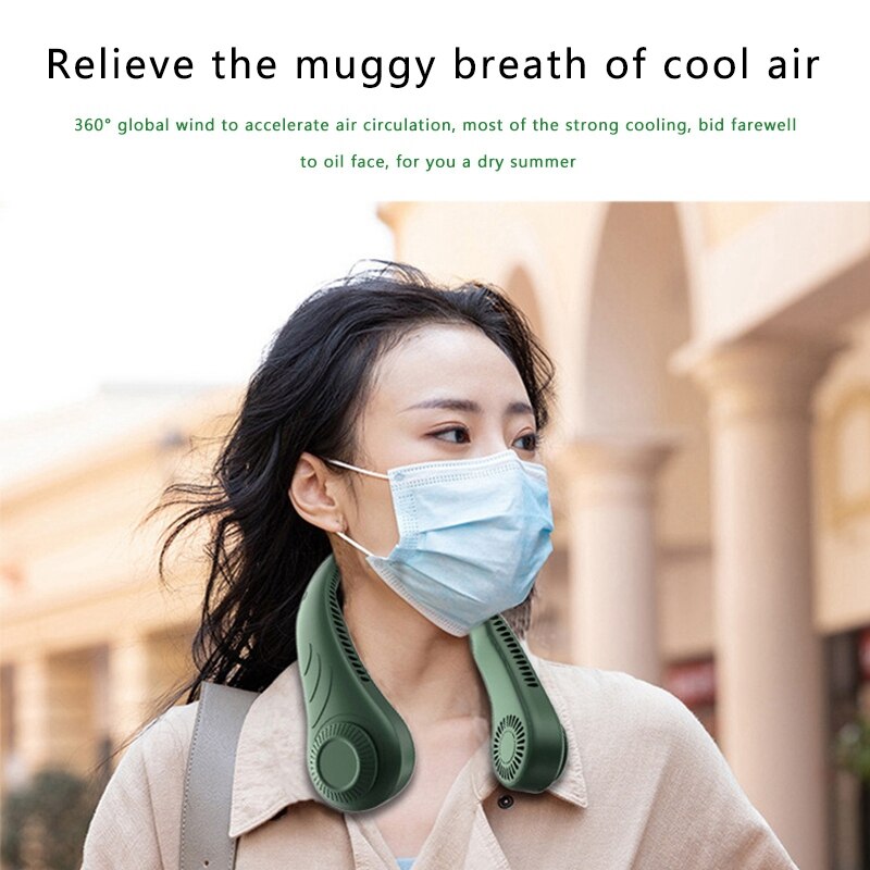 Xiaomi Portable Hanging Neckfan Mini Adjustable Neck Fan Rechargeable Air Cooler 3 Speed Electric Fan For Summer Outdoor