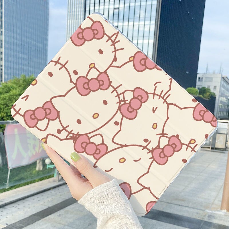 Kawaii Sanrio Ipad Protective Case Cat Accessories Cute Anime Apply Ipad Pro Air4/3Mini Transparent Drop-Proof Toy for Girl Gift