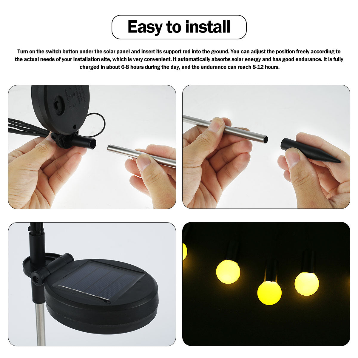 4PCS Solar LED Light Garden Decor -Firework Light - Solar Firefly Garden Lights