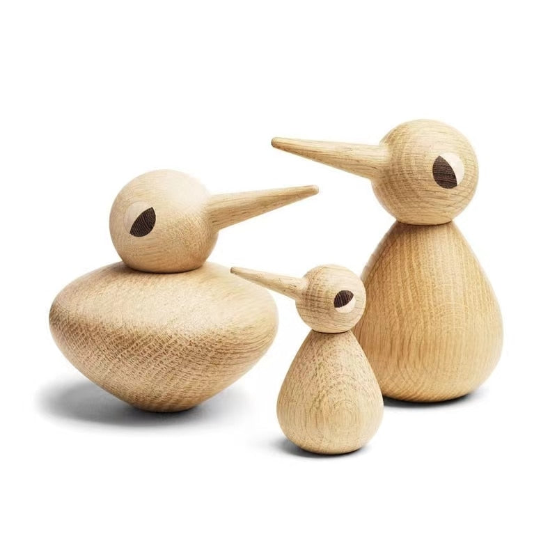 Spiked-billed Bird Creative Gift of Pure Handmade Solid Wood Decoration in Nordic Denmark Puppet Wood Carving Bird Soft Deco