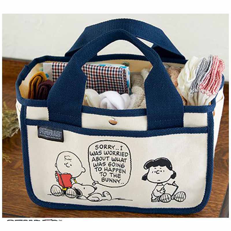 Snoopy Charlie Brown Anime Figures Cartoon Canvas Handbag Large Capacity Lunch Box