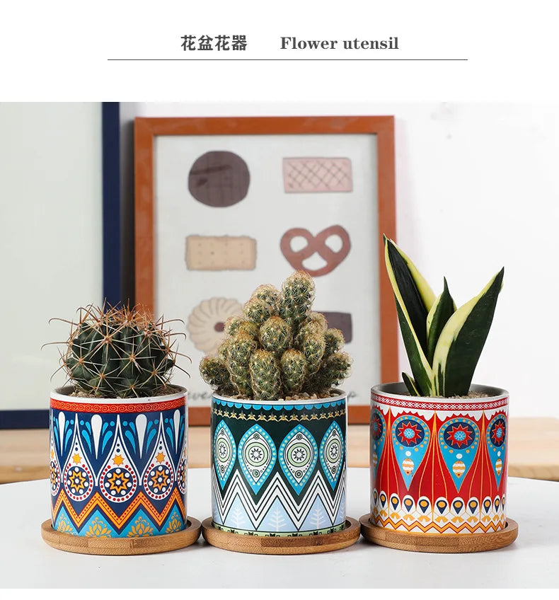 1PC Mini Flower Pots Mini Green plant pot Garden Colorful Ceramics Nursery Pots for Home Succulent plants indoor flowerpot Decor