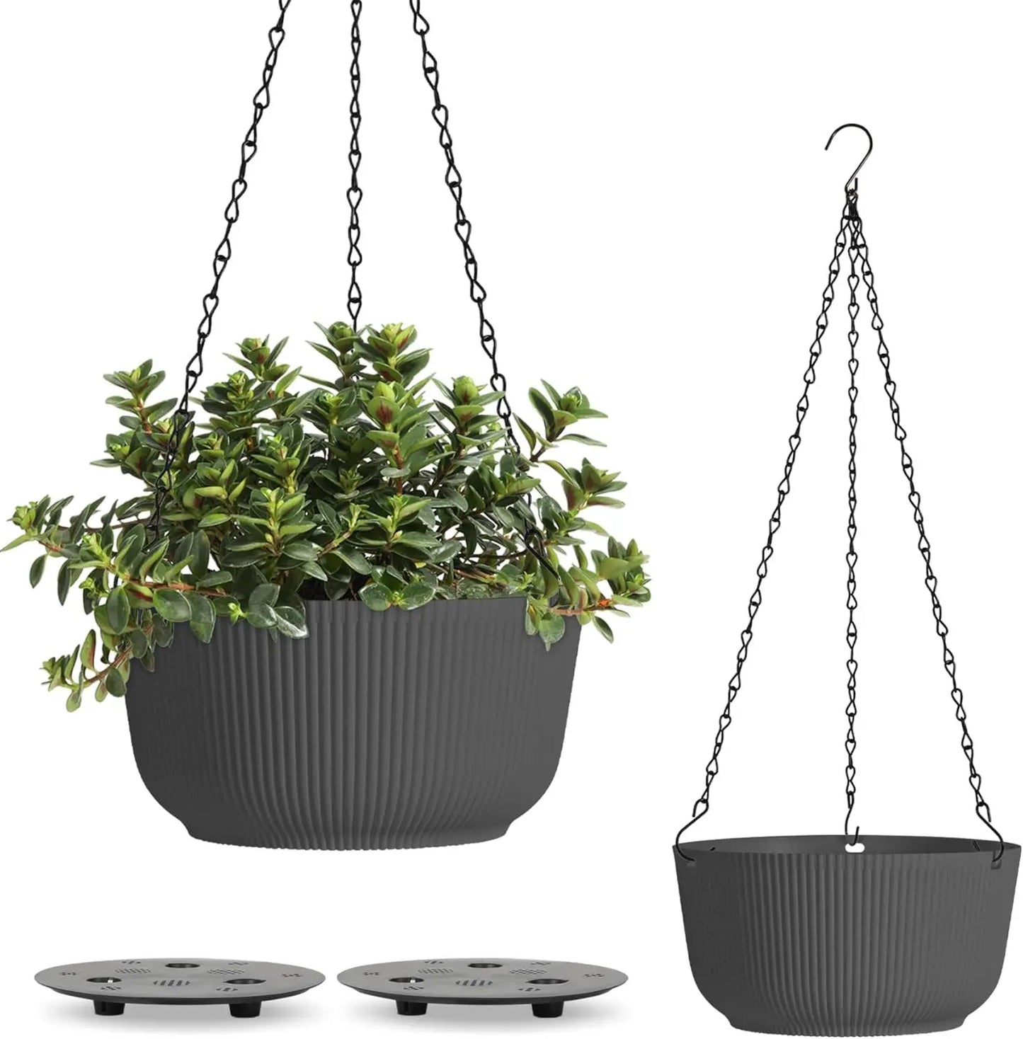 12 Inch Large Hanging Planters for Outdoor Plants, 2 Pack Self Watering Hanging Pots Indoor, Hanging Baskets for Plants