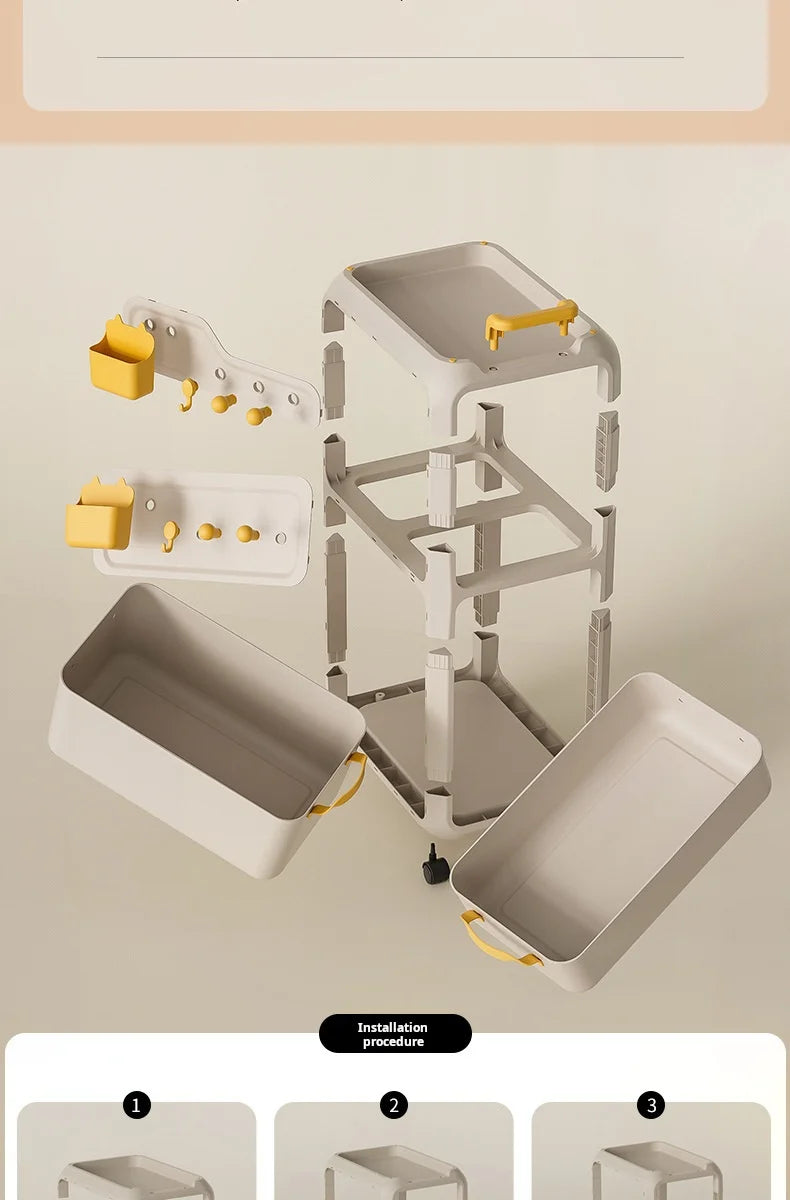 Backpack Storage Rack, Movable Trolley, Book Storage Artifact, Home Multi-layer Table, Lower Bag Storage Rack, Bookshelf
