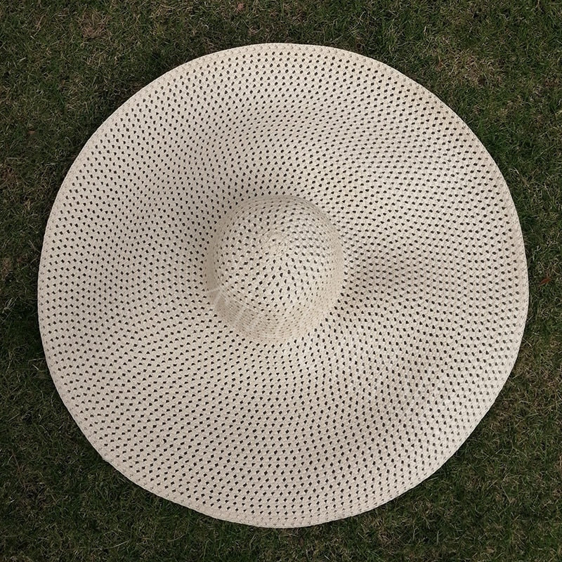 70cm Oversized Wide Brim Sun Hat Travel Large UV Protection Beach Straw Hats Women's Summer Floppy Foldable Chapeaux Wholesale