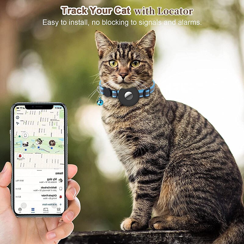 Portable Pet Locator Collar Lightweight Adjustable Fashion Cat Tracker Collar for Apple AirTag Air Tags Small Pet Accessories
