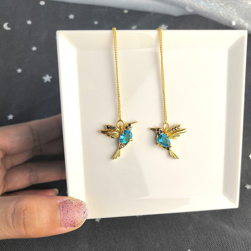 Women's Earrings 3D Hummingbird Earrings Animal Jewelry Cute Girly Ear Accessories Wedding Party Gifts