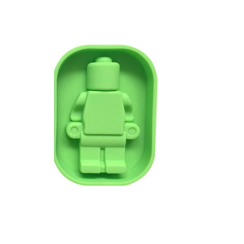Block Silicone Mold Building Brick Robot Chocolate Jelly Ice Cube Tray Cake Decoration Cupcake Topper Kids Birthday Party Car