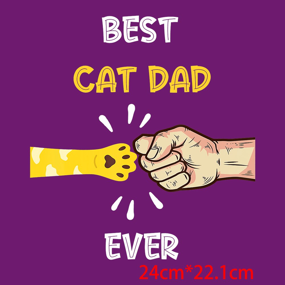 Dad Birthday Gift Funny Dad Cat Patches Father's Day Heat Transfer Stickers Fashion Thermo Stickers Fashion Graphic Appliques