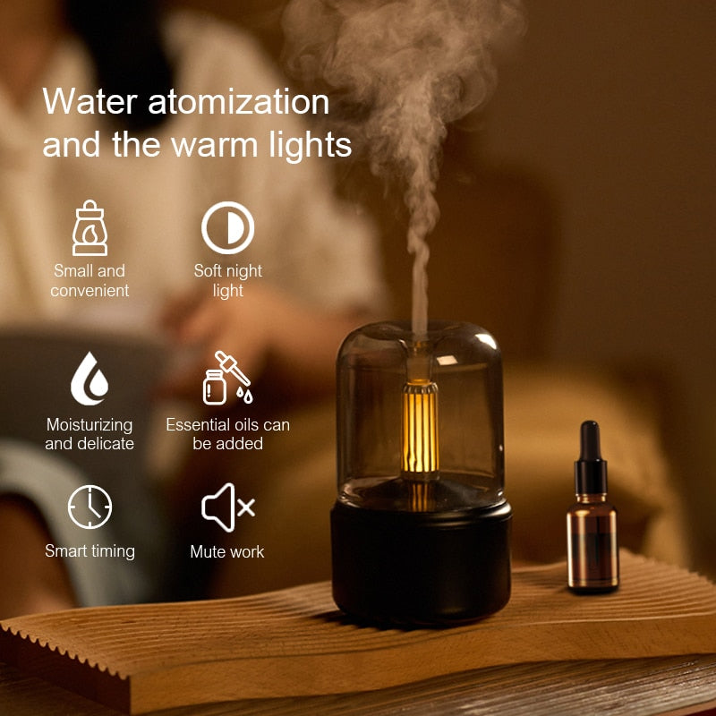KINSCOTER Portable Mini Aroma Diffuser USB Air Humidifier Essential Oil Night Light Cold Mist Maker Sprayer for Home Gift
