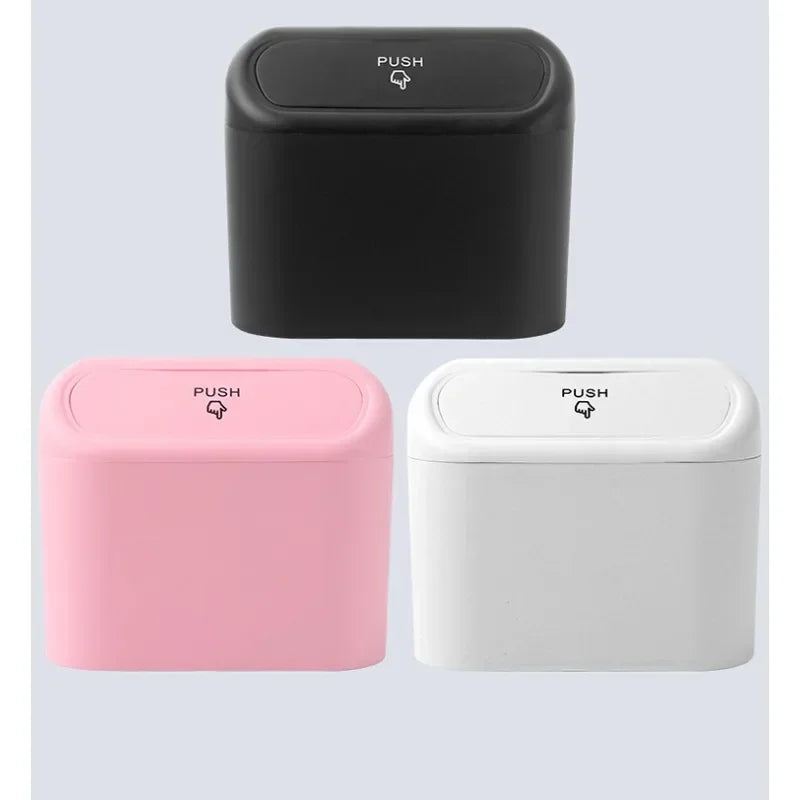 1pc Car Trash Can Seat Back Disposable Bag Mini Automobile With Cover Folding Storage Hanging Storage Box Multifunction Interior