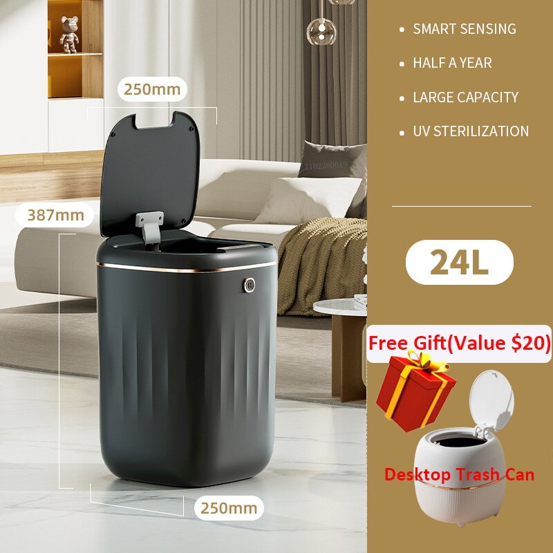 Smart Trash Can Automatic Induction Trash Bin Electric Touchless Wastebasket Kitchen Bathroom Waterproof Large Capacity Wastebin