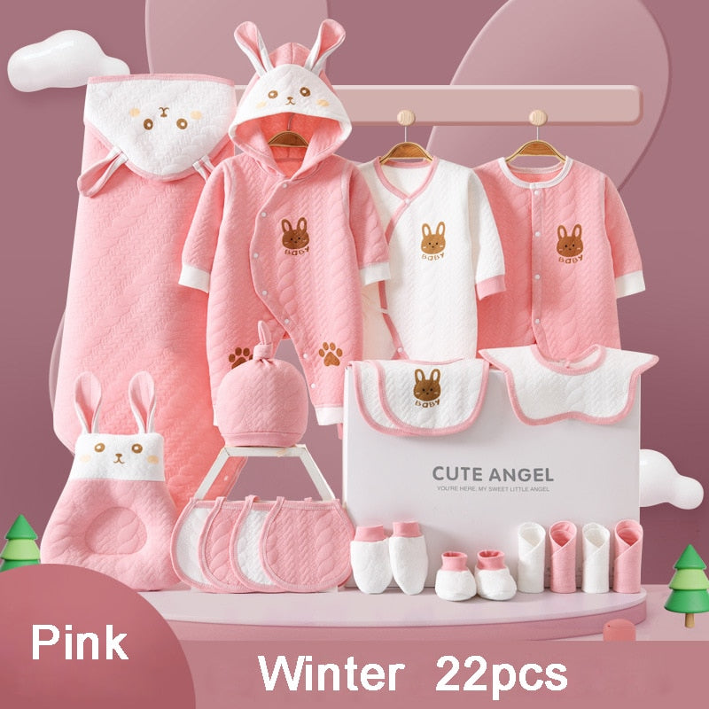 22/24/26 Pieces/0-3Months Newborn Baby Clothing 100% Cotton Kids Clothes Suit Unisex Infant Boys Girls Rabbit Clothing Set