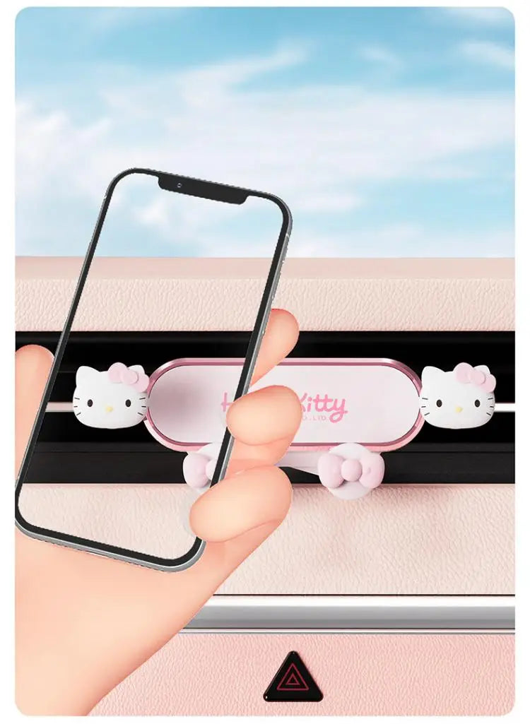 Sanrio Hello Kitty Car Phone Holder for Bracket Gps Stand Cartoon Anti-Skidding Shockproof Rotatable Support Mobile Accessories