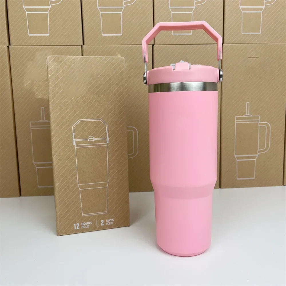 For Stanley 30oz Tumbler With Handle Straw Lid Stainless Steel Vacuum Insulated Car Mug Double Wall Thermal Iced Travel Cup Cafe