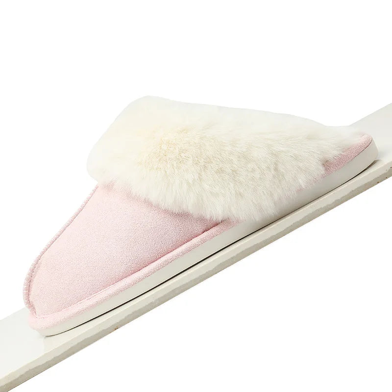 Winter Women Slippers Soft Sole Faux Home Winter Indoor Shoes Winter Warm Plush Home Cotton Fluffy Slippers Warm Home Slippers