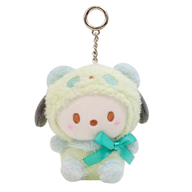 10Cm Hello Kitty Plush Toy Kawaii Anime Cartoon Bow Kt Cos White Bear Panda Cute Comfort Soft Stuffed Doll Pendant Toy Kids Gift