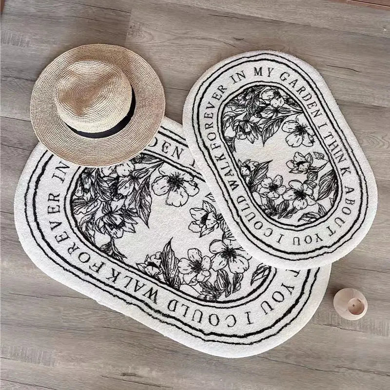 Non-Slip Bath Mat Floral Doormat Absorbent Carpets Entrance Rug Balcony Floor Mats Living Room Bathroom kitchen decor plush Rugs