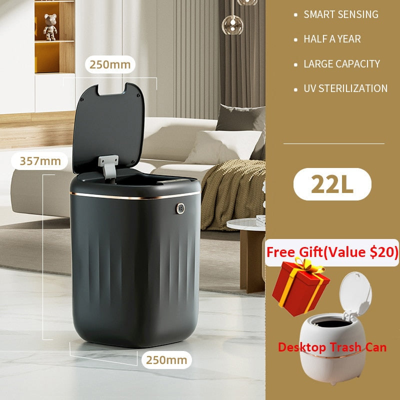 Smart Trash Can Automatic Induction Trash Bin Electric Touchless Wastebasket Kitchen Bathroom Waterproof Large Capacity Wastebin
