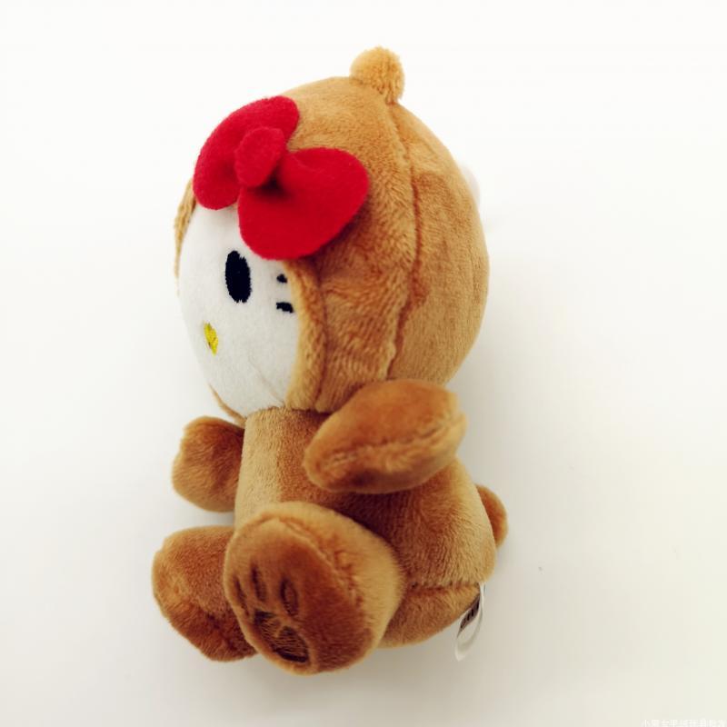 10Cm Hello Kitty Plush Toy Kawaii Anime Cartoon Bow Kt Cos White Bear Panda Cute Comfort Soft Stuffed Doll Pendant Toy Kids Gift