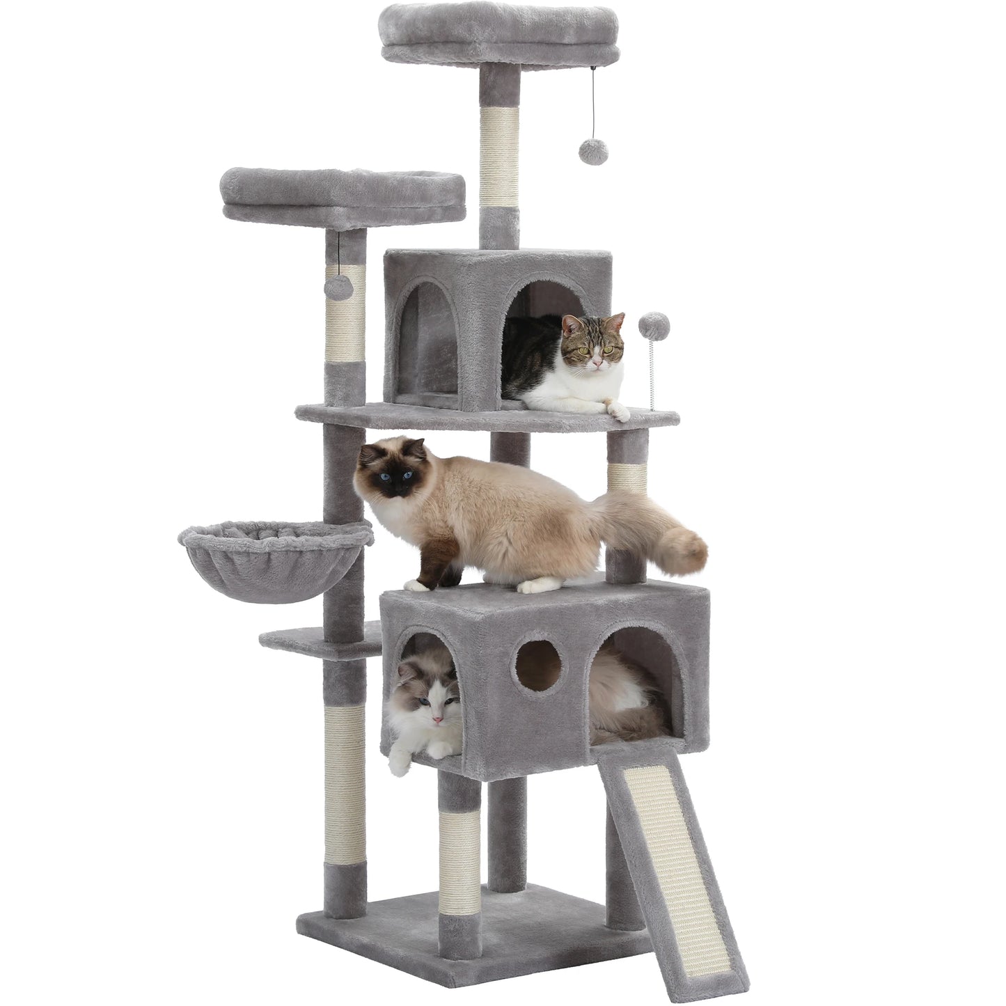 Free Shipping Multi-Level Cat Tree For Cats With Cozy Perches Stable Cat Climbing Frame Cat Scratch Board Toys Gray&Beige