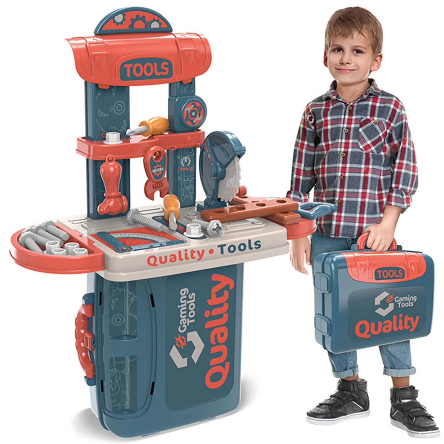 3 In 1 Kids's Simulation Tool Table Construction Set For Boys Learning Tool Box Screw Nut Combination DIY Disassembly Toy Boy
