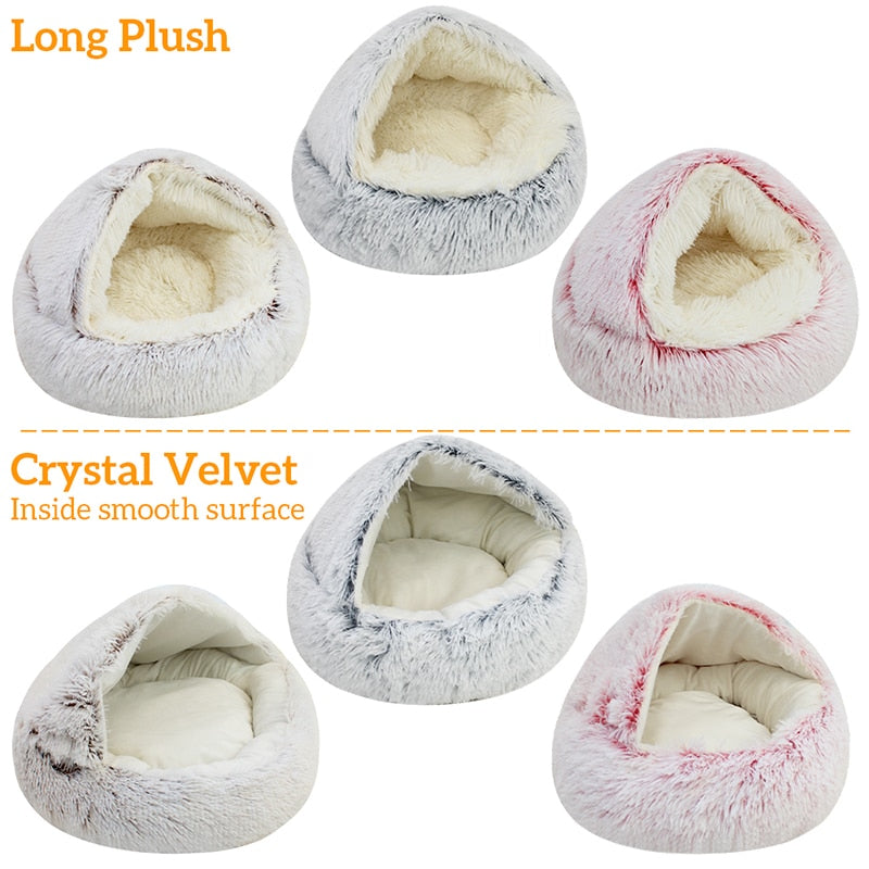 Dog winter plush pet cat bed Round cat mat Cat House 2 in 1 Warm cat sleeping bag cat litter dog kennel Dog supplies