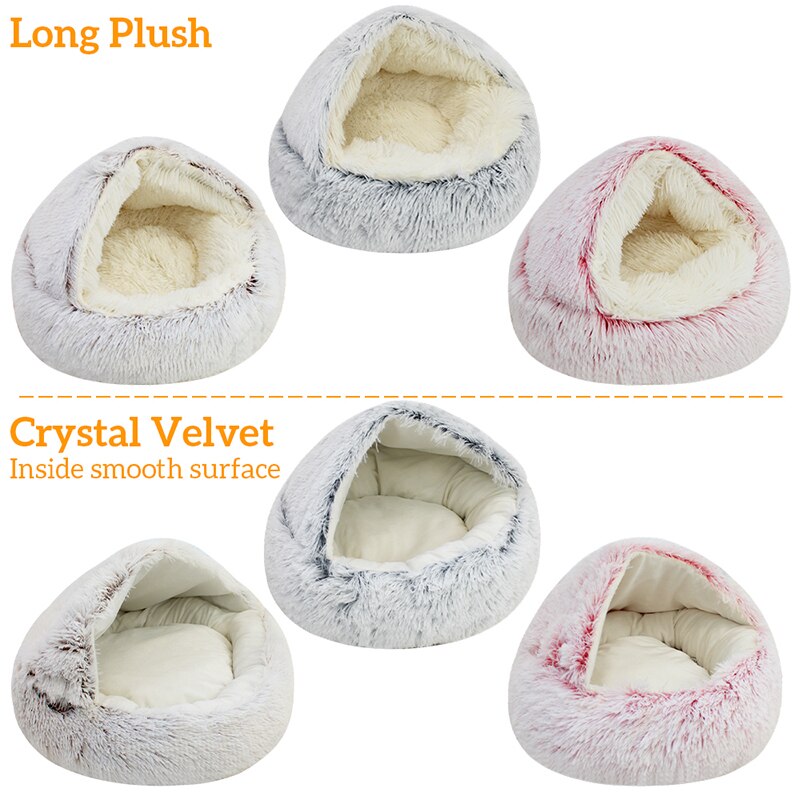 Dog winter plush pet cat bed Round cat mat Cat House 2 in 1 Warm cat sleeping bag cat litter dog kennel Dog supplies