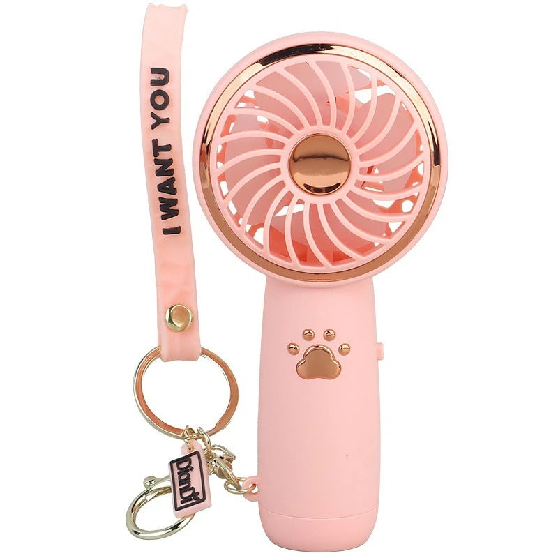 A summer new mini fan cute cartoon portable charging usb handheld student outdoor fan