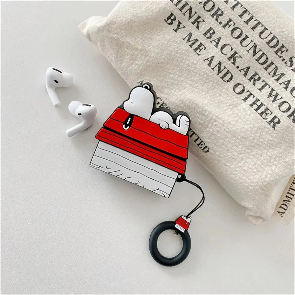 NEW MINISO Snoopy Earphone Case for Airpods Pro 1 2 3 Cartoon Silicone Wireless Bluetooth Earbuds Protective Cover With Lanyard
