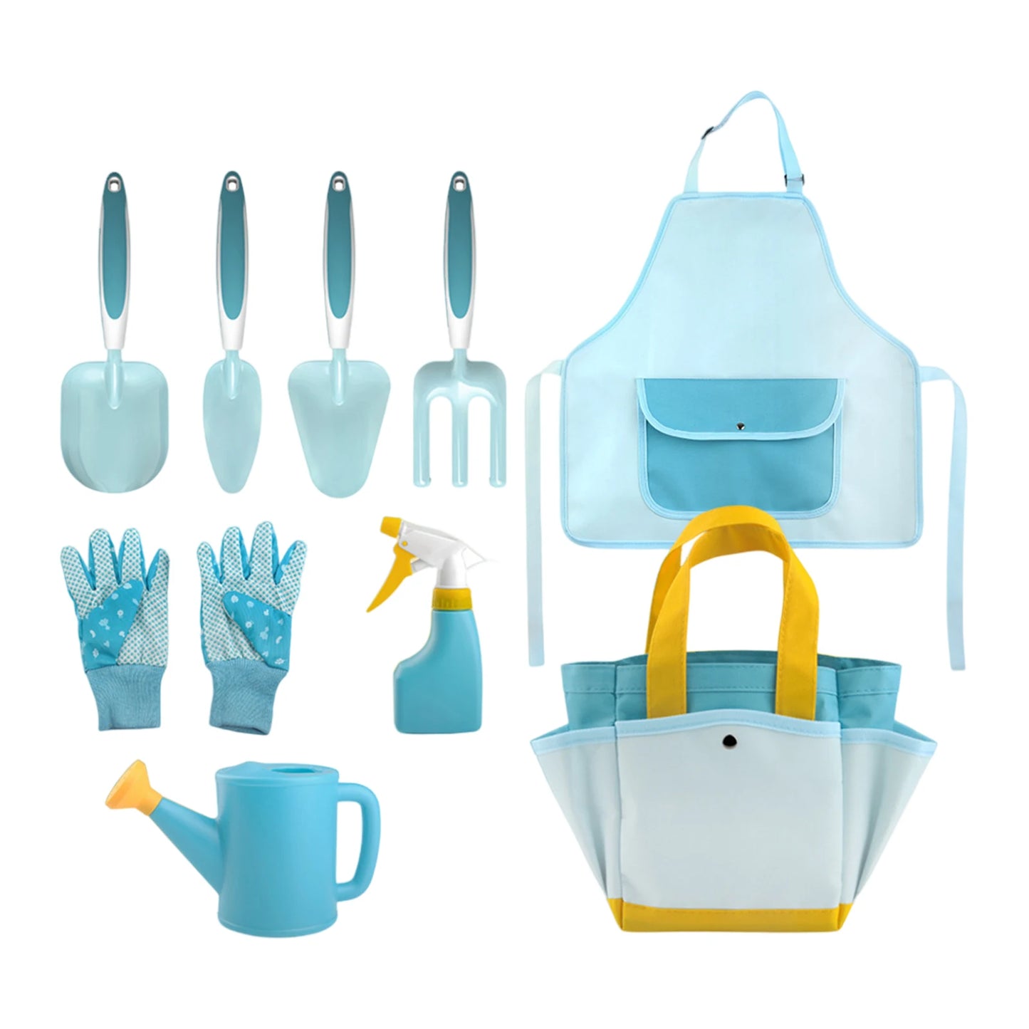 Kids Gardening Tool Set, All in One Garden Toys Set Including Kids Watering Can, Outdoor Gardening Gloves, Shovel, Rake, Apron