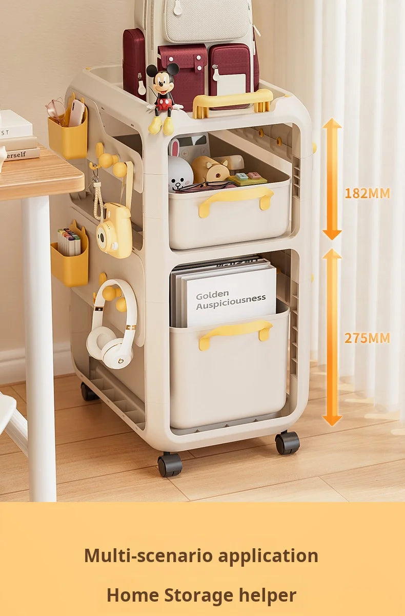 Backpack Storage Rack, Movable Trolley, Book Storage Artifact, Home Multi-layer Table, Lower Bag Storage Rack, Bookshelf