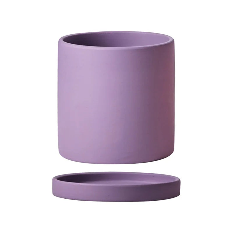 Flower Plant Pot Colorful Ceramic Flowerpot Nordic Style Succulent Planter Cylindrical Flower Pots With Hole Garden Decoration