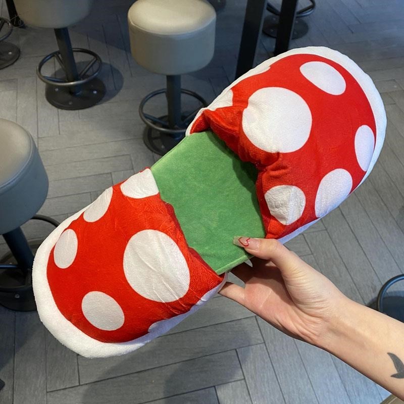 Mushroom Home Slippers Piranha Plant Plush Slippers Multifunctional Piranha Plush Carnival Fancy Funny Flower Cosplay Shoes