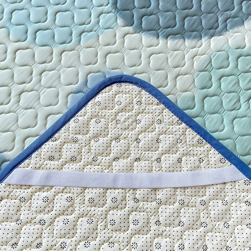 Natural Latex Thick Cooling Mat for Summer Cool Feeling Rayon Matress Pad Soft Air-Permeable Cold Summer Mat for Bed Sheet Set