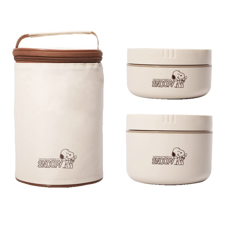 Kawaii Snoopy Cute Cartoon Lunch Box Four-Piece Lunch Box Multi-Layer Microwaveable Heating Warming Lunch Box Toys for Girls