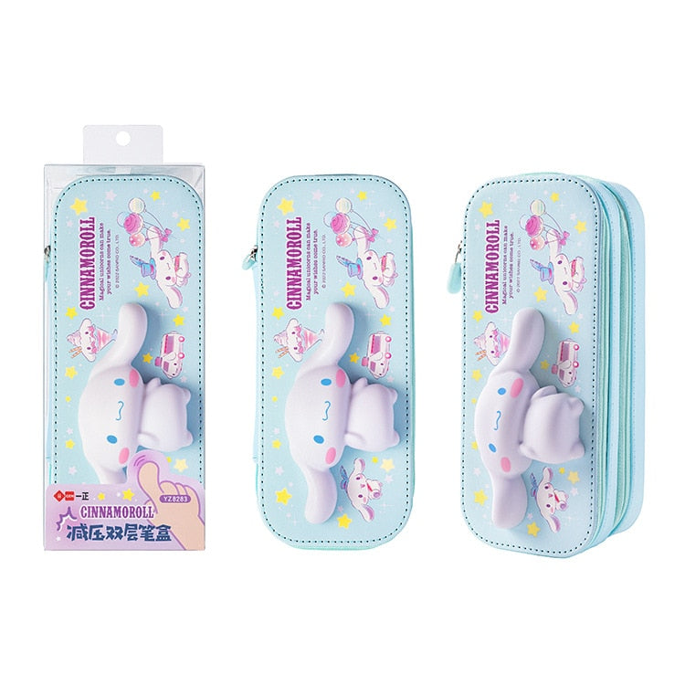 Sanrio PU Large Capacity Pencil Case Kawaii HelloKitty Cinnamoroll Melody School Pencils Bag Pouch Pen Case Supplies Stationery
