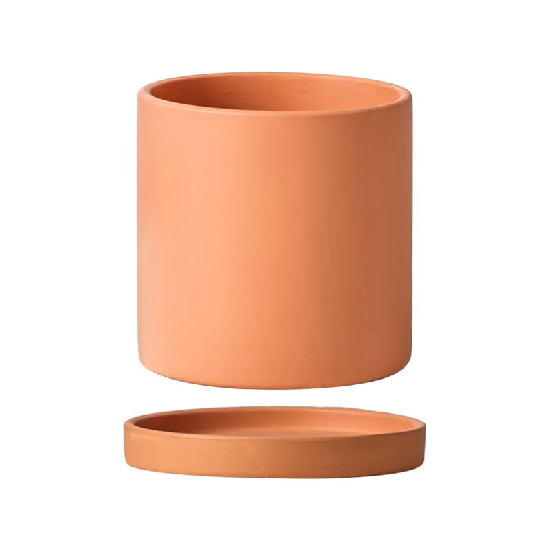 Flower Plant Pot Colorful Ceramic Flowerpot Nordic Style Succulent Planter Cylindrical Flower Pots With Hole Garden Decoration