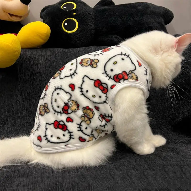 Kawaii Hello Kitty Cat Sweater Costume Winter Warm Pet Clothes for Cats Pullover Mascotas Clothing Gatos Products for Animals