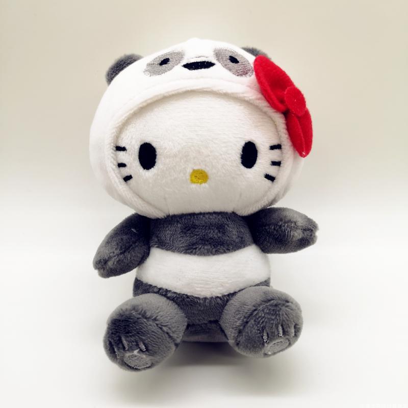 10Cm Hello Kitty Plush Toy Kawaii Anime Cartoon Bow Kt Cos White Bear Panda Cute Comfort Soft Stuffed Doll Pendant Toy Kids Gift