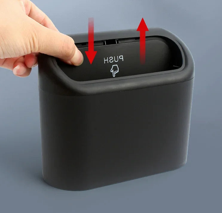 1pc Car Trash Can Seat Back Disposable Bag Mini Automobile With Cover Folding Storage Hanging Storage Box Multifunction Interior