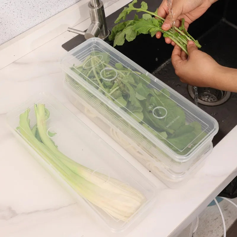 Fresh Box Refrigerator Storage Boxes Scallions Food Container with Lid Cold Crisper Sealed Kitchen Fresh Fruit Fridge Organiser