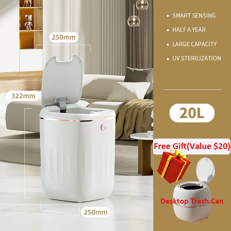 Smart Trash Can Automatic Induction Trash Bin Electric Touchless Wastebasket Kitchen Bathroom Waterproof Large Capacity Wastebin