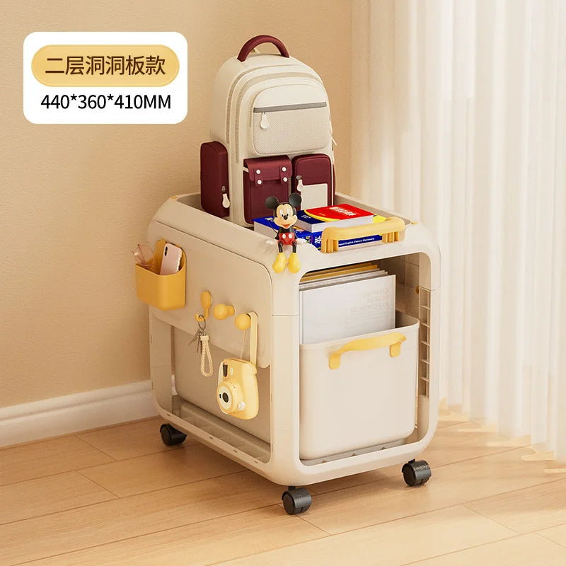 Backpack Storage Rack, Movable Trolley, Book Storage Artifact, Home Multi-layer Table, Lower Bag Storage Rack, Bookshelf