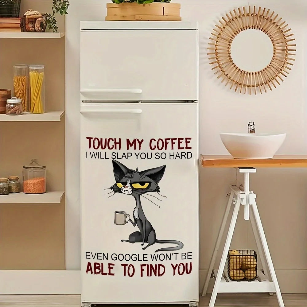 4pcs Cat Drink Coffee Design, UV DTF Cup Stickers, Waterproof Sticker Pack For Decorating Mugs, Cups, Bottles, School Supplies,