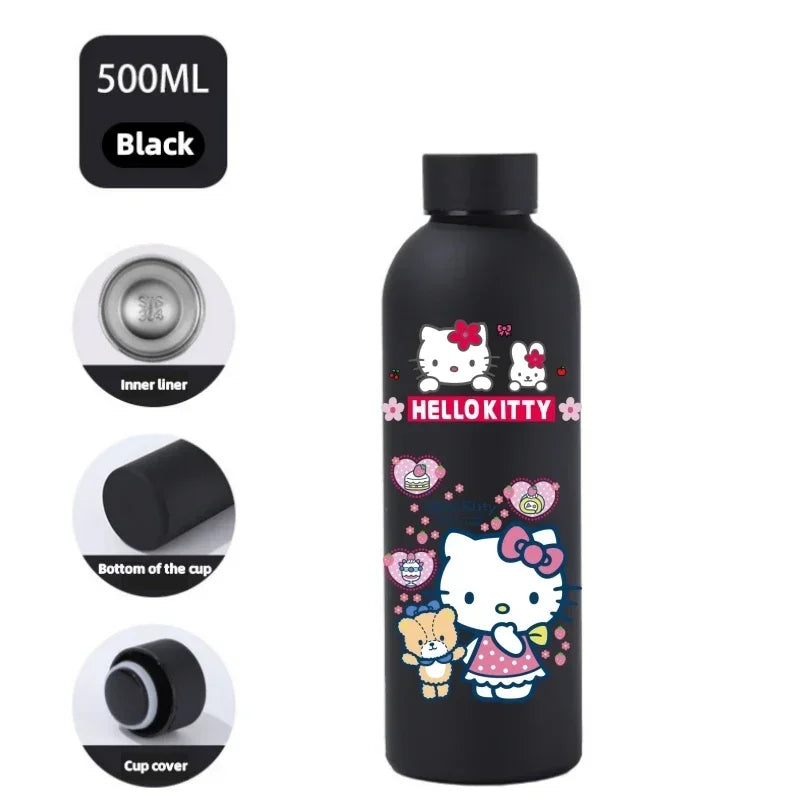 Sanrio 500 ML Thermos Mug Hello Kitty Cartoon 304 Stainless Steel Portable Water Cup Travel Water Bottle Kawaii Cups Kids Gifts