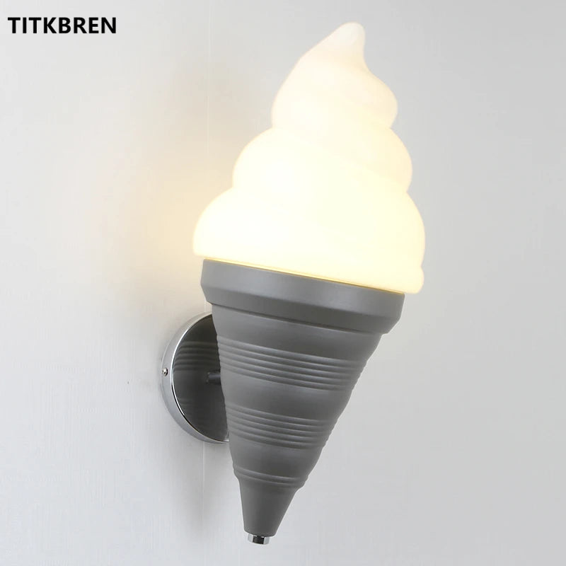 Dessert Shop Restaurant Ice Cream Cones Wall Lamp Creative Children's Room Bedside LED Lights Art Deco Fixture Home Lighting